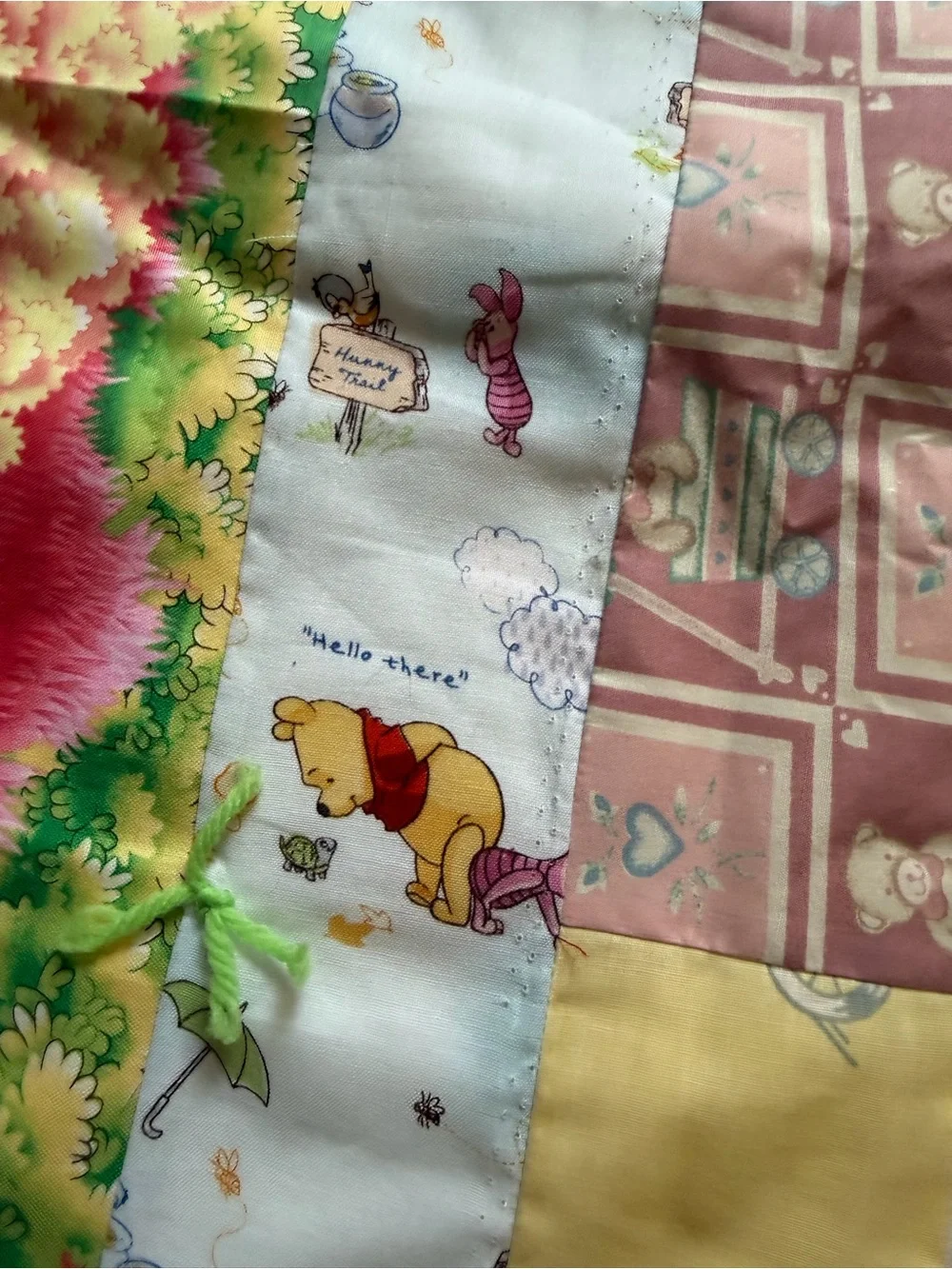 NEW Vintage Baby Toddler Quilt Patchwork Handmade Nursery Rhymes Winnie The Pooh